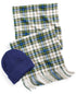 CLUB ROOM Men's Beanie & Scarf Set Blue/ Green & White ONE SIZE